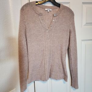 Madewell Button-Front Sweater in Soft Beige